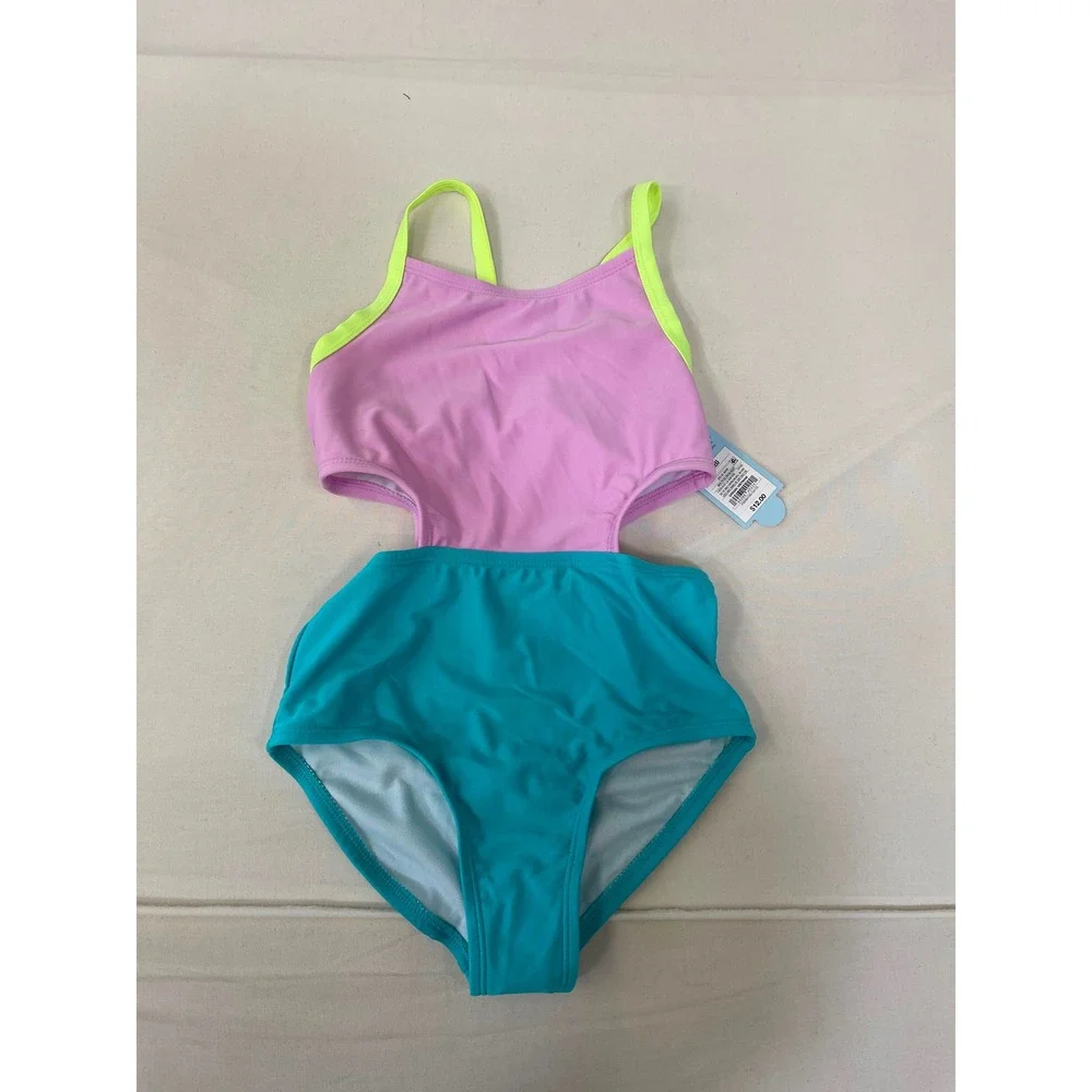 Cat & Jack Girls Colorblock Cutout One-Piece Swimsuit Size M (8) NWT